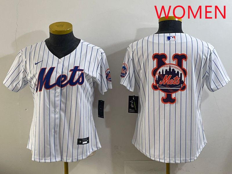 Women New York Mets Blank White Stripe Game 2025 Nike MLB Jersey style 8